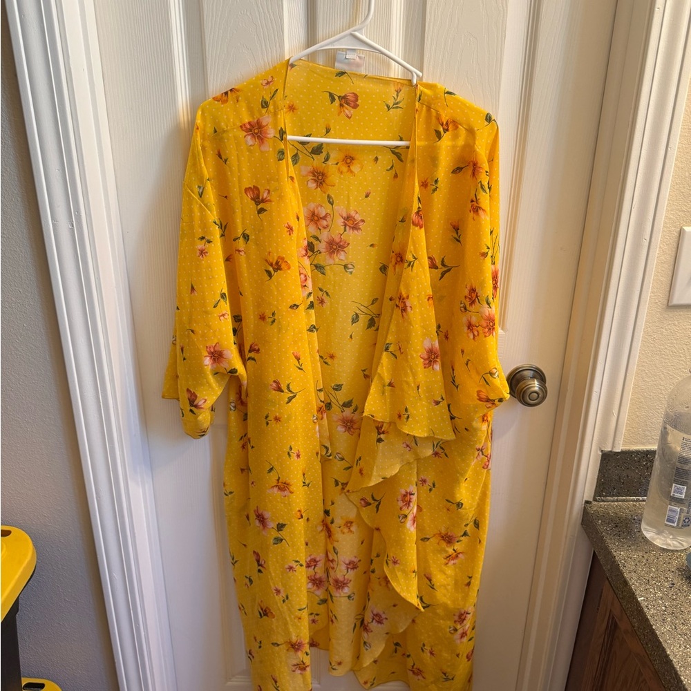 LuLaRoe Yellow Floral Kimono